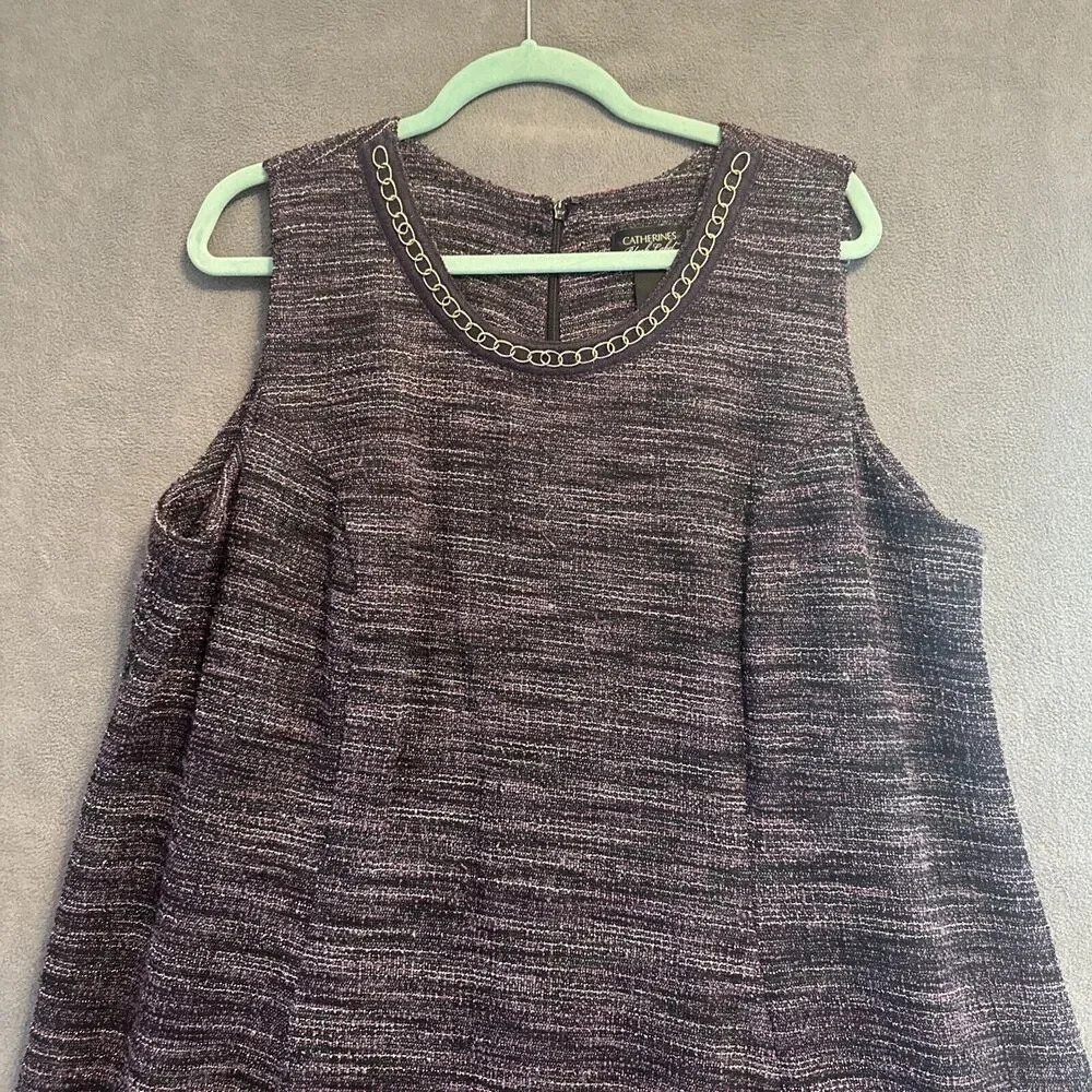 Catherine's Black Label Tweed Dress Chain Detail Plus Size 1X (18/20) Sleeveless
